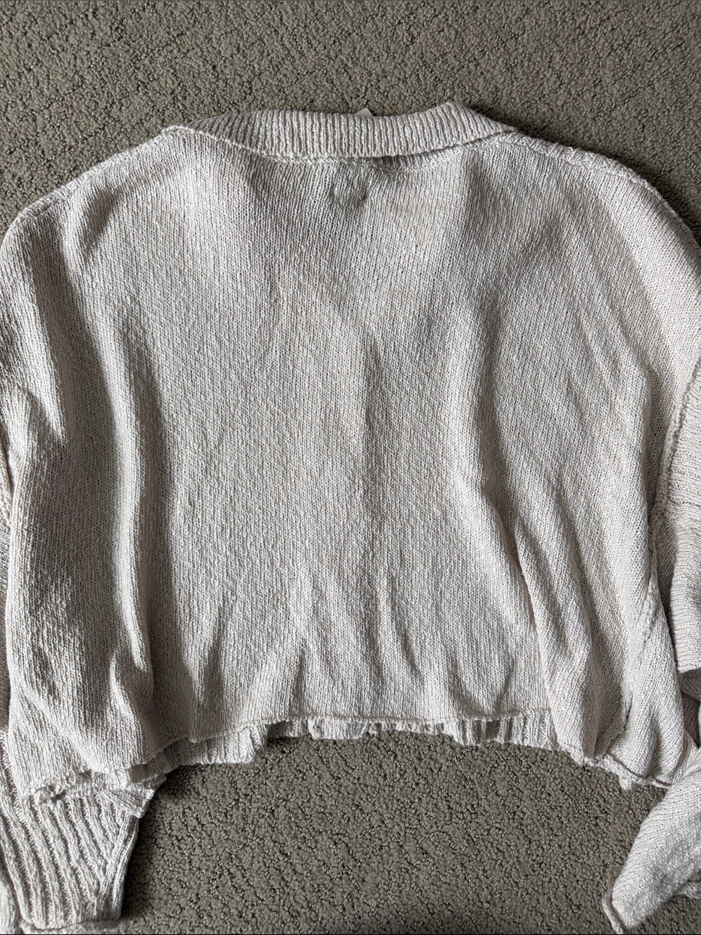 BDG Oatmeal Ribbed Collared Button-Up Cardigan - Picture 4 of 5